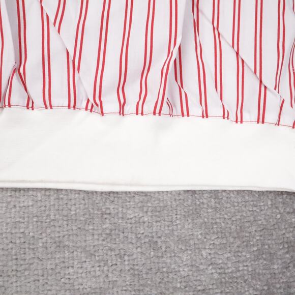 VTG 80s 90s Award Deadstock Medium Red White Striped Short Sleeve Collared Shirt - Picture 6 of 10